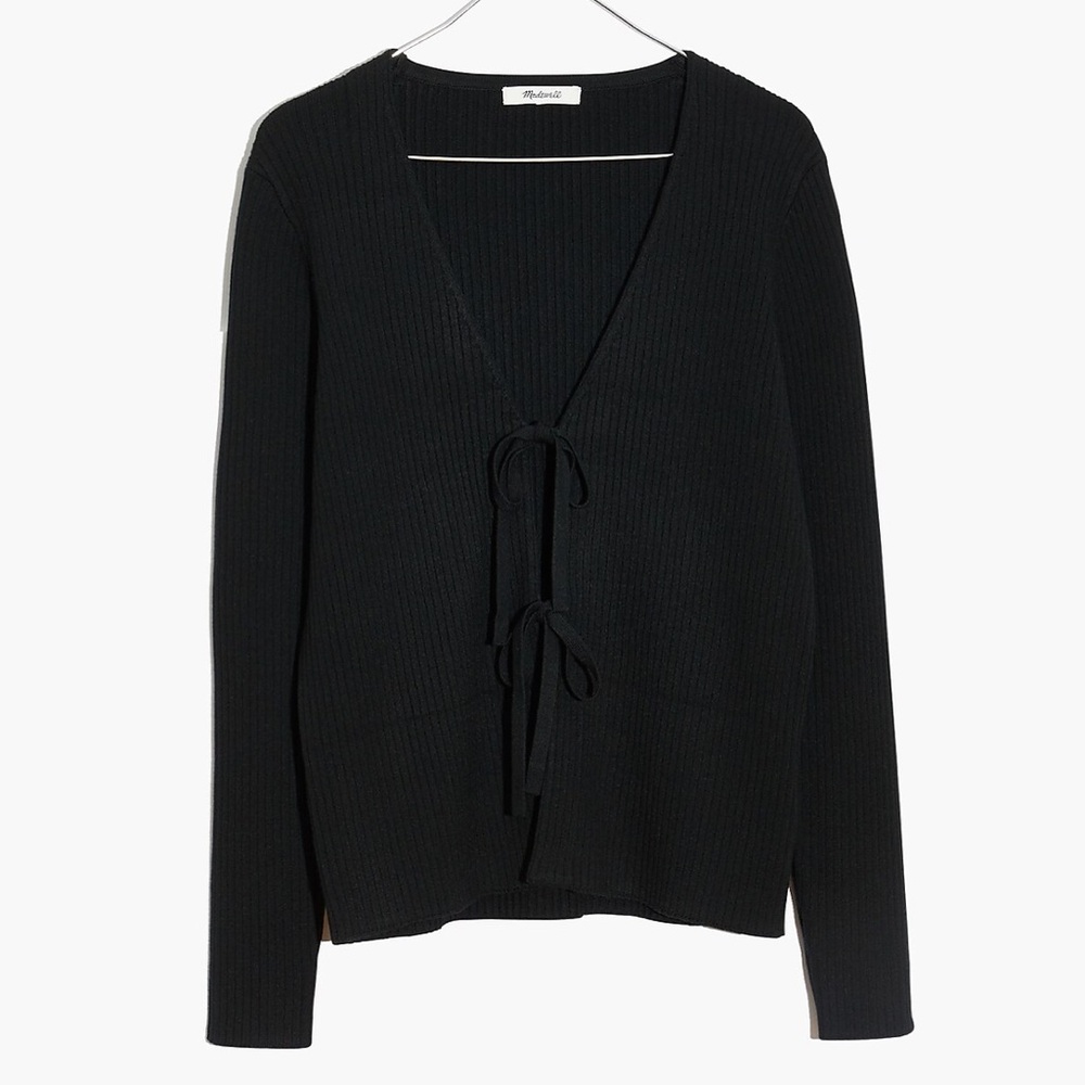 Madewell Tie-Front Bellemoor Ribbed Cardigan Sweater